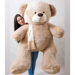 Плюшевый медведь кофейный 190 см с шарфиком